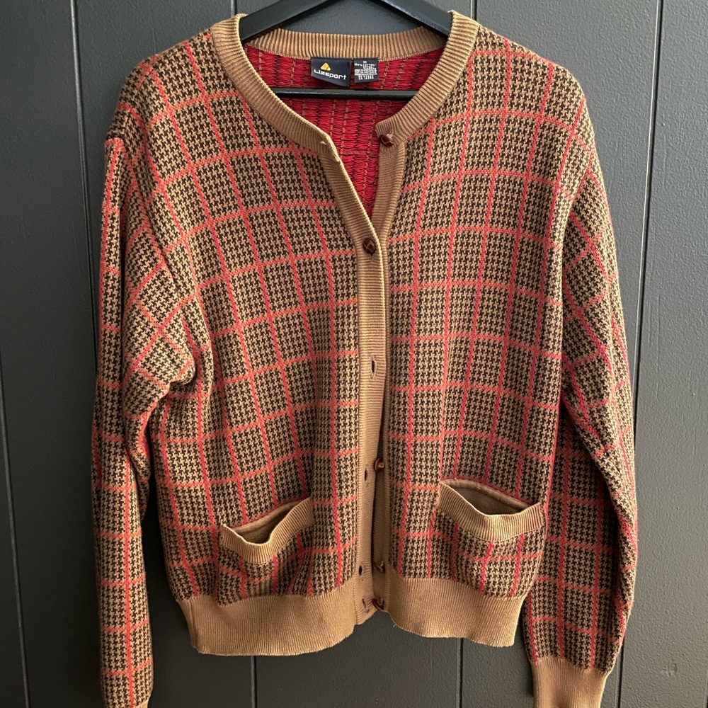 Vintage Plaid Cardigan Sweater